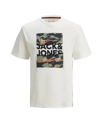 Jack & Jones JACK&JONES Mens casual cotton t-shirt crew neck short sleeves - White