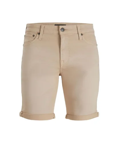 Jack & Jones JACK&JONES Mens denim shorts with a slim fit and small cuffs at the knees - Cream Cotton