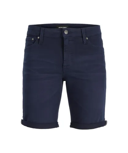 Jack & Jones JACK&JONES Mens denim shorts with a slim fit and small cuffs at the knees - Navy Cotton
