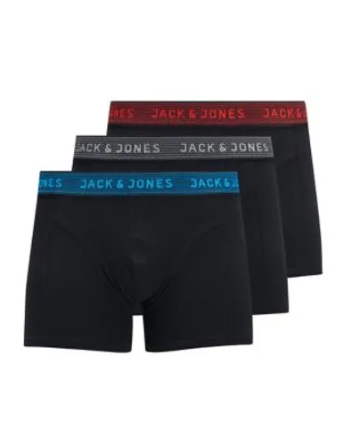 Jack & Jones Junior Boys 3pk Cotton with Stretch Trunks (8-16 Yrs) - 12y - Black Mix, Black Mix