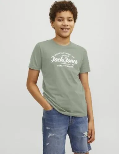 Jack & Jones Junior Boys Cotton Rich Logo T-Shirt (8-16 Yrs) - 8y - Green, Green,Blue