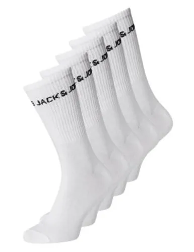 Jack & Jones Mens 5pk Cotton Rich Socks - White, White,Black