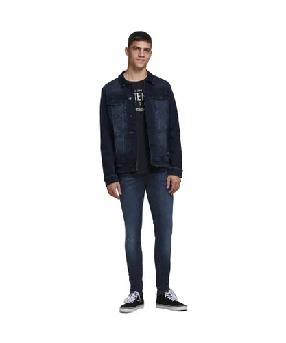 Jack & Jones Mens Agi 004 Original Design 5-Pocket Straight Fit Liam Denim Jeans - Blue Cotton