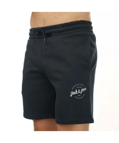Jack & Jones Mens Arthur Jog Sweat Shorts in Navy Cotton