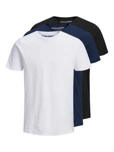 JACK & JONES Mens Basic 3 Pack T-Shirt Black/Navy/White