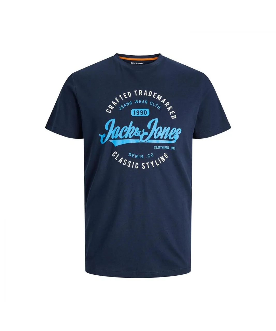 Jack & Jones Mens Basic T-Shirts Crew Neck Short Sleeve 5 MultiPack - Navy Cotton