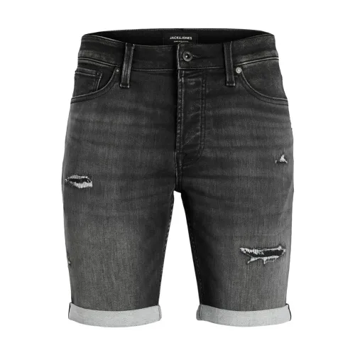 Jack & Jones , Mens Black Shorts with Zip and Button Fastening ,Black male, Sizes: