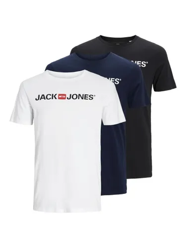 JACK & JONES Mens Corp Logo 3 Pack T-Shirt White