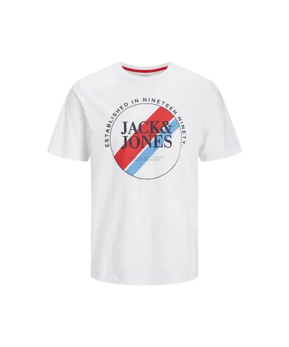 Jack & Jones Mens Crew Neck Logo T-Shirts - White