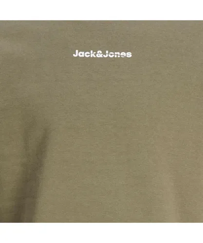 Jack & Jones Mens Crewneck Sweatshirt, Original, Regular Fit - Olive Cotton