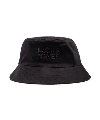 Jack & Jones Mens Freddy Bucket Hat - Black Cotton - One