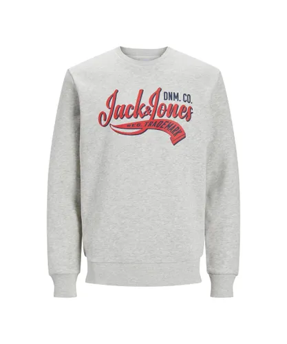 Jack & Jones Mens Grey Sweatshirt Round Neck