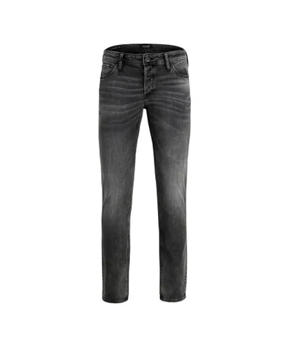 Jack & Jones Mens Jjitim Original Denim Jeans Low Rise & Slim Fit - Black Cotton