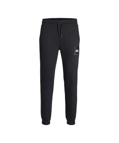 Jack & Jones Mens Joggers Cotton Made Sweatpant for Men with Ribbed Cuff - Black