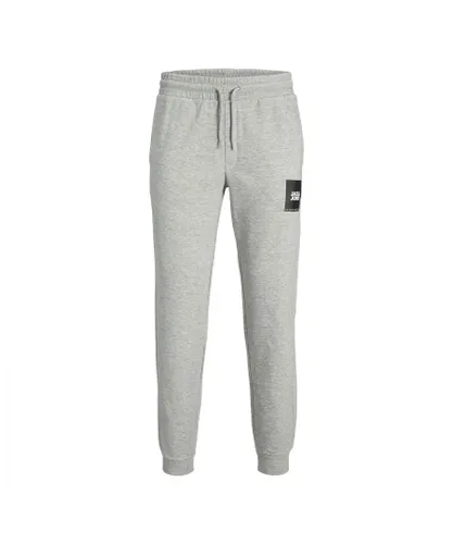 Jack & Jones Mens Joggers Cotton Made Sweatpant for Men with Ribbed Cuff - Light Grey