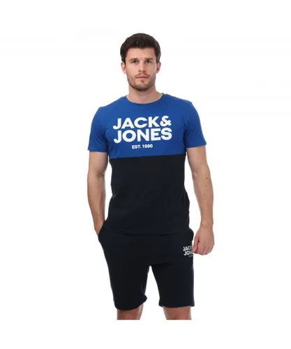 Jack & Jones Mens Lewis T-Shirt & Short Set in Blue Cotton