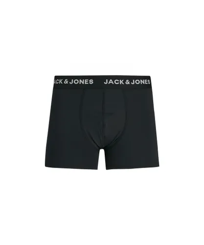 Jack & Jones Mens Microfibre Plain Elasticated Waistband Black Trunks, 3Pack Cotton