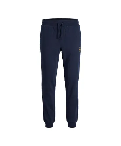 Jack & Jones Mens Regular Fit Cotton Made Sweatpants with Ribbed cuffs - Navy
