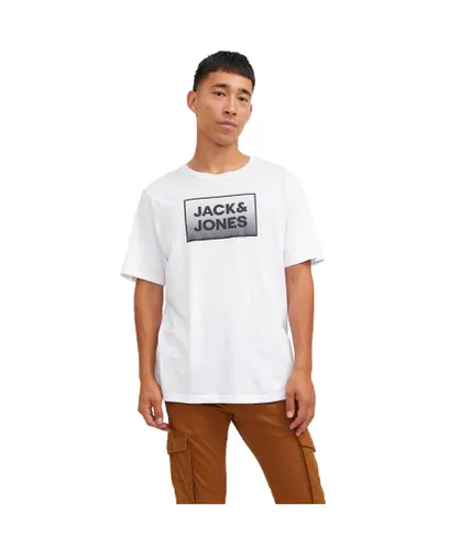 Jack & Jones Mens Round Neck T Shirt Short Sleeve - White
