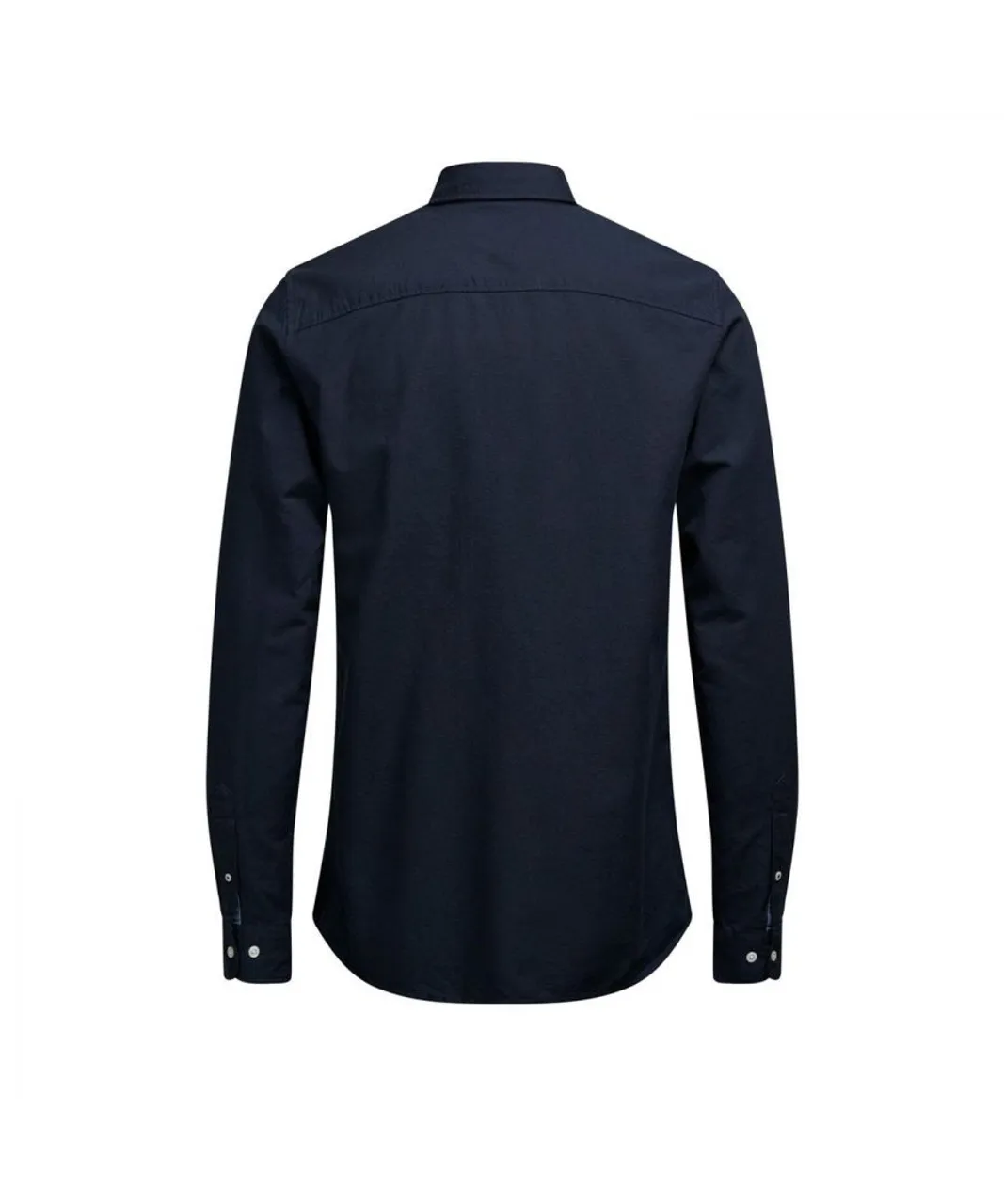 Jack & Jones Mens Shirt Long Sleeve with Collars Slim Fit Casual Top Wear - Navy Cotton