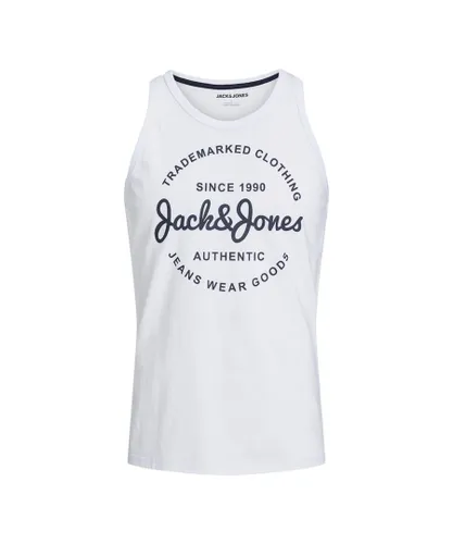 Jack & Jones Mens Sleeveless Vest Logo - White
