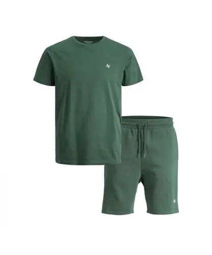 Jack & Jones Mens T-shirt & Shorts Short Sleeve Tee Casual Set for Men - Green Cotton
