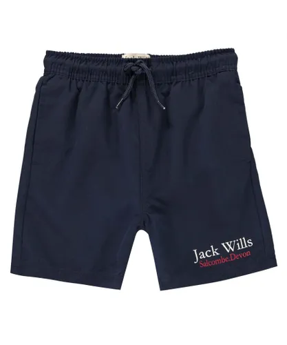 Jack Wills Boys Kids Ridley Script Swim Shorts - Navy
