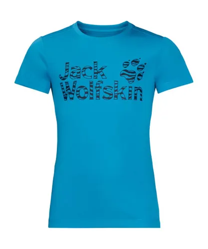 Jack Wolfskin Boys & Girls Jungle Breathable UV Protective T-Shirt - Blue Polyester/Polyamide