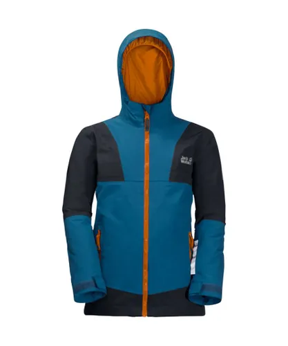 Jack Wolfskin Boys & Girls Snowsport Waterproof Breathable Ski Coat - Blue Polyamide