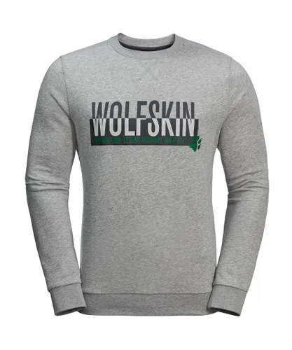 Jack Wolfskin Slogan Mens Grey Sweater Textile