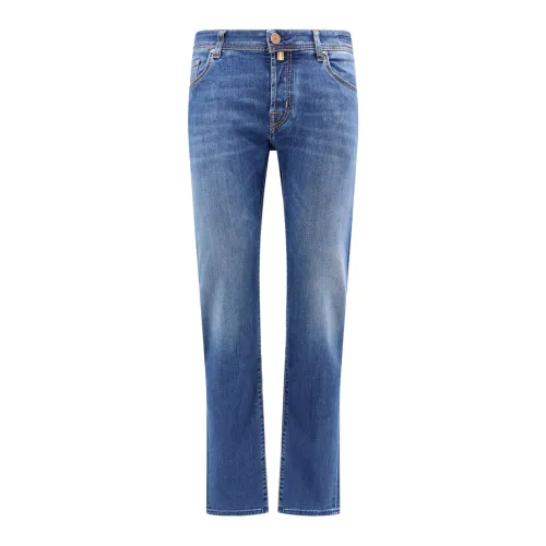 Jacob Cohën , Blue Slim Fit Jeans with Metal Button Closure ,Blue male, Sizes: