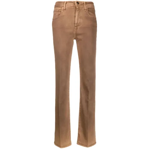 Jacob Cohën , Brown Straight-Leg Jeans with Embroidered Logo ,Brown female, Sizes:
