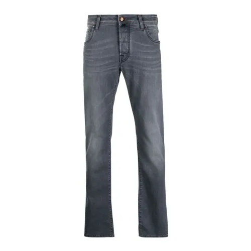 Jacob Cohën , Classic Straight Cut Mens Jeans ,Gray male, Sizes: