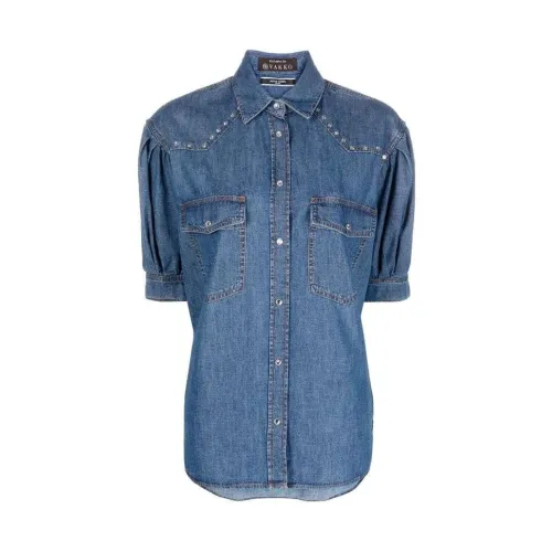 Jacob Cohën , Crystal-Embellished Denim Shirt ,Blue female, Sizes: