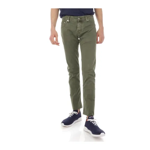 Jacob Cohën , Green Noos Trousers for Men ,Green male, Sizes: