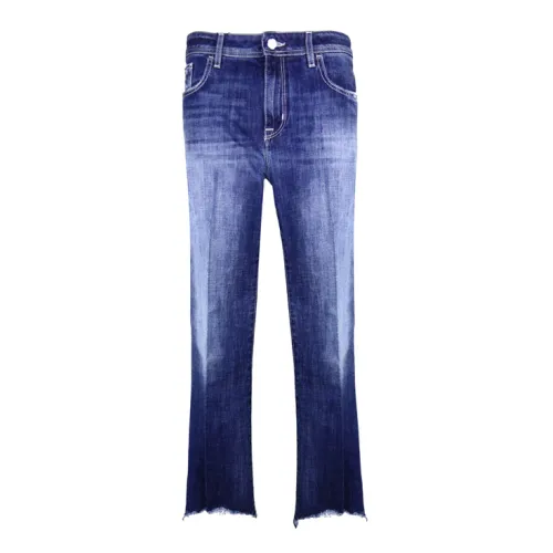 Jacob Cohën , High-Waisted Frayed Crop Jeans ,Blue female, Sizes: