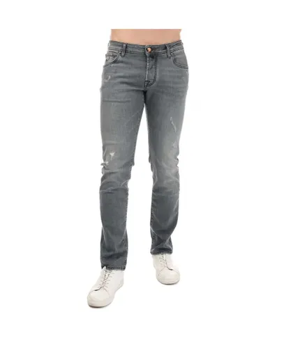 Jacob Cohen Mens Nick Slim Jeans in Grey Cotton