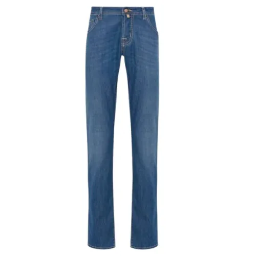 Jacob Cohën , Slim Cut Denim Trousers with Whiskering Effect ,Blue male, Sizes: