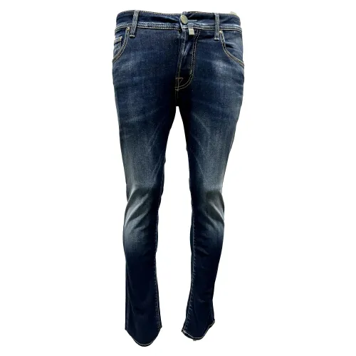 Jacob Cohën , Slim Turquoise Label Dark Washed Jeans ,Blue male, Sizes: