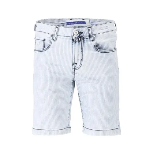 Jacob Cohën , Striped Denim Bermuda Shorts ,Blue male, Sizes: