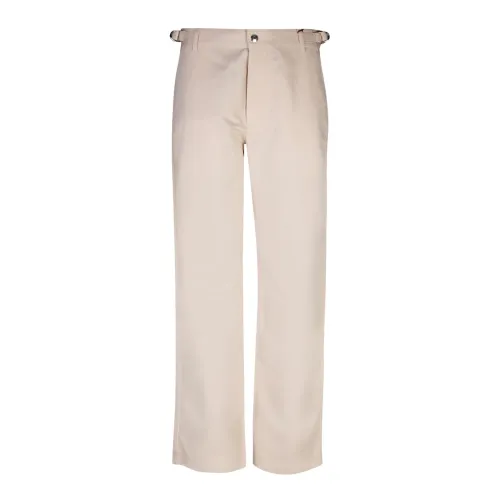 Jacquemus , Beige Linen Cotton Relaxed Fit Trousers ,Beige male, Sizes: