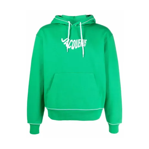 Jacquemus , Green Wave Logo Hoodie Sweatshirt ,Green male, Sizes: