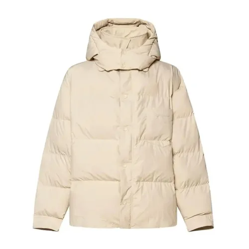 Jacquemus , Padded Jacket with Embroidered Logo ,Beige male, Sizes: