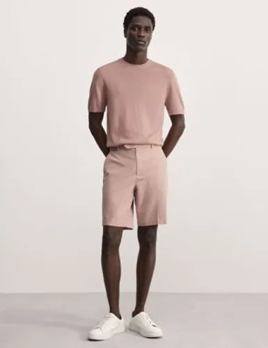 Jaeger Mens Cotton Rich Chino Shorts - 38 - Pink, Pink,Dark Ink,Natural