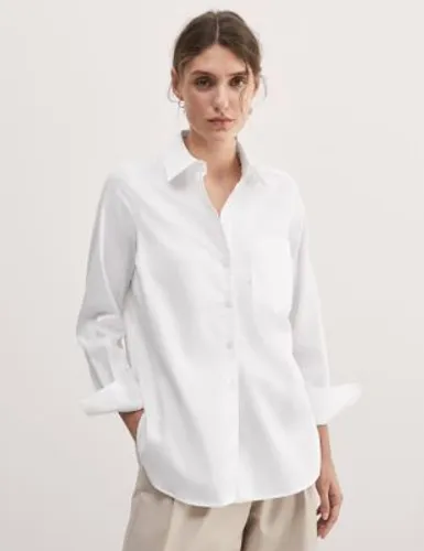 Jaeger Womens Pure Cotton Collared Relaxed Shirt - 8 - White, White