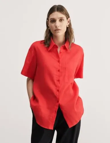 Jaeger Womens Pure Linen Shirt - 10 - Red, Red