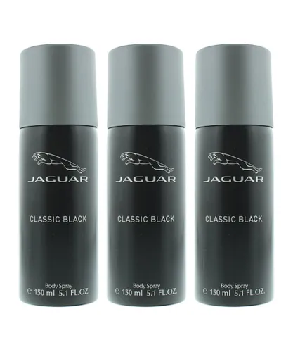 Jaguar Mens Classic Black Body Spray 150ml For Him x 3 - One Size