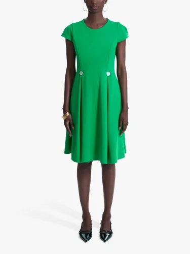 James Lakeland Button Tuck Cap Sleeve Dress - Green - Female