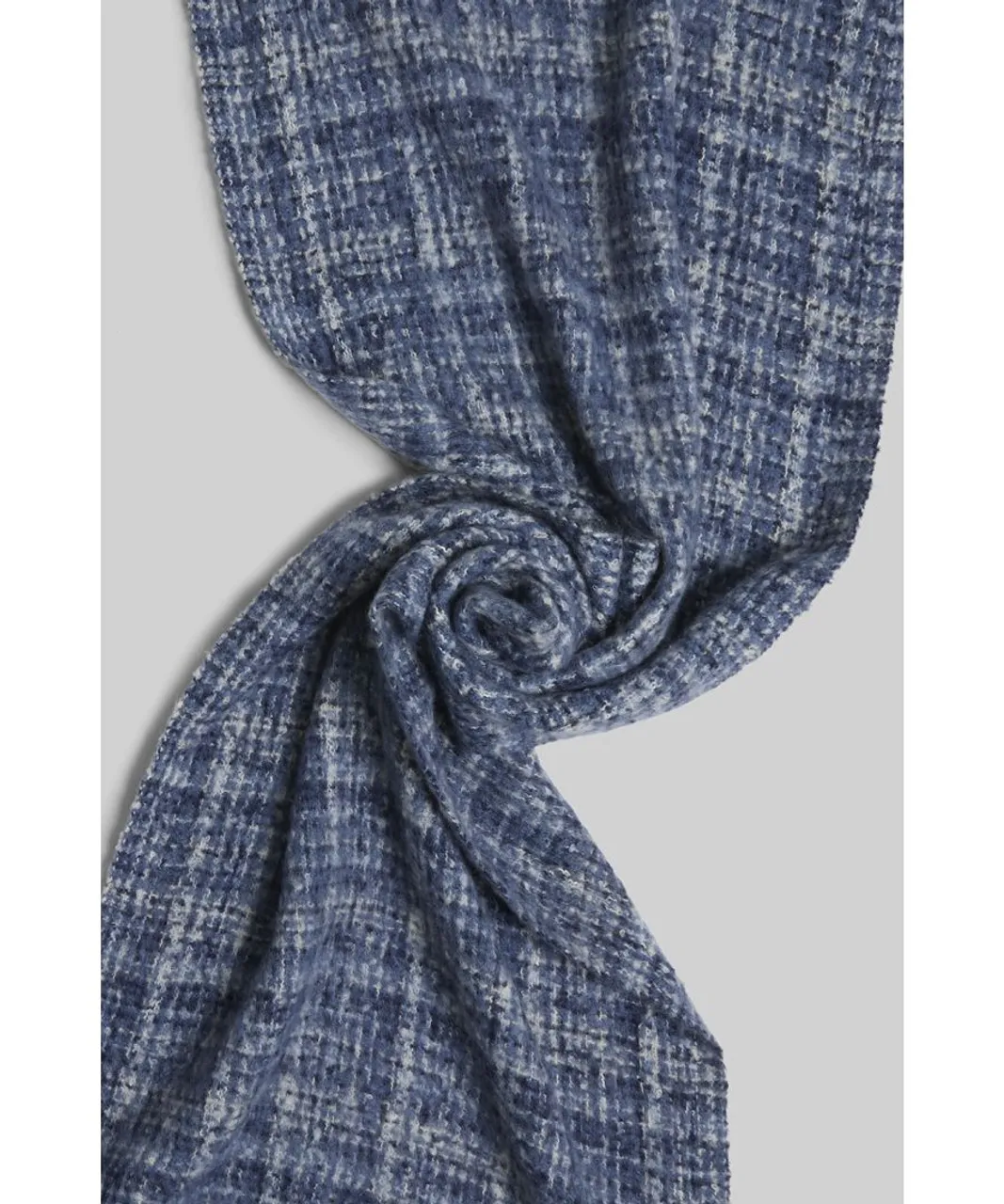 James Lakeland Womens Check Detail Blanket Scarf Blue - One