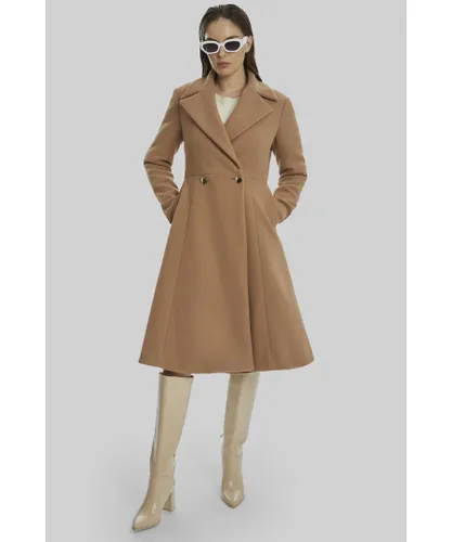 James Lakeland Womens Double Breasted A line Coat Camel